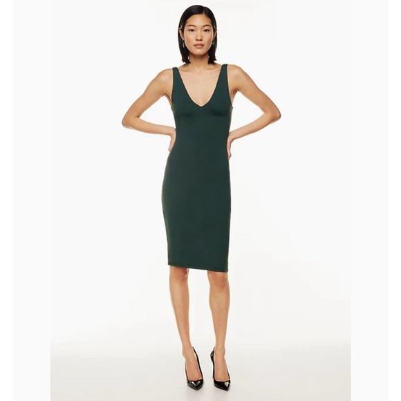Aritzia Babaton Contour V-Neck Midi Dress 2XS in Scarab EUC fits like XS - Picture 1 of 3